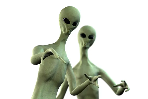 Dois alienígenas no fundo branco — Fotografia de Stock