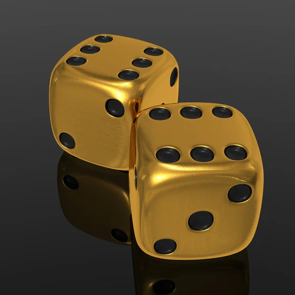 Golden dices on balck
