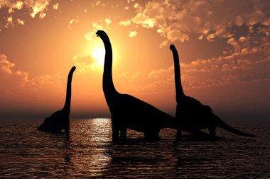 Brachiosaurus at sunset clipart