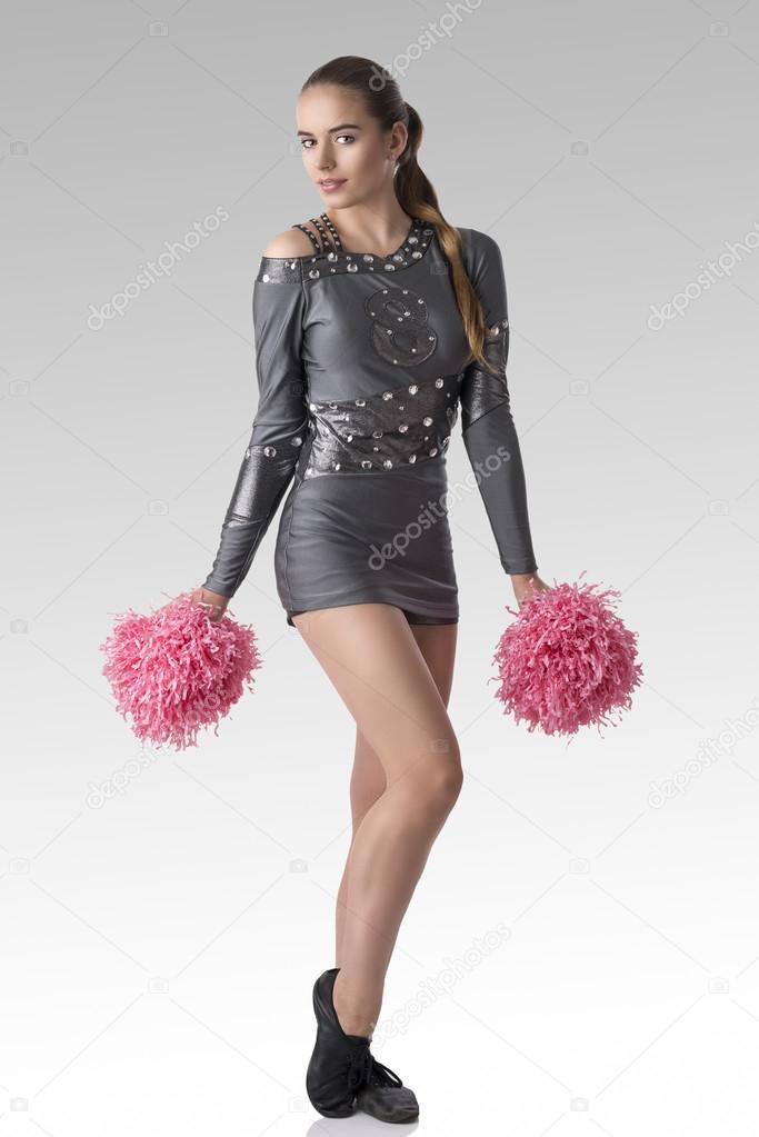 sexy cheerleader with bent leg