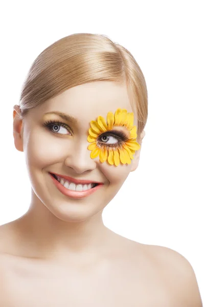 Das florale Make-up, sie lacht — Stockfoto