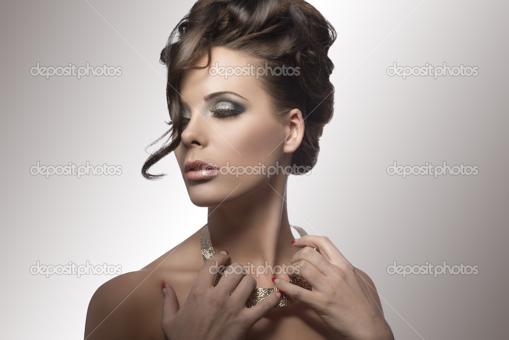 sensal elegant woman with cute hairstyle
