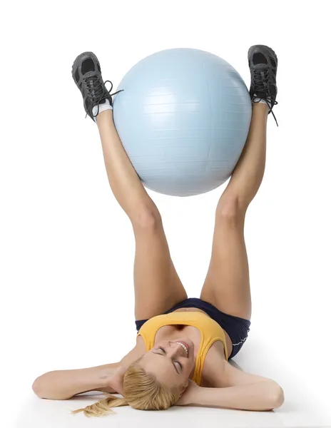 Cuerpo gimnasio chica con un Grande pelota —  Fotos de Stock