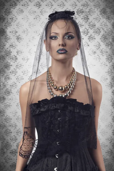 Halloween portrét dark Lady — Stock fotografie