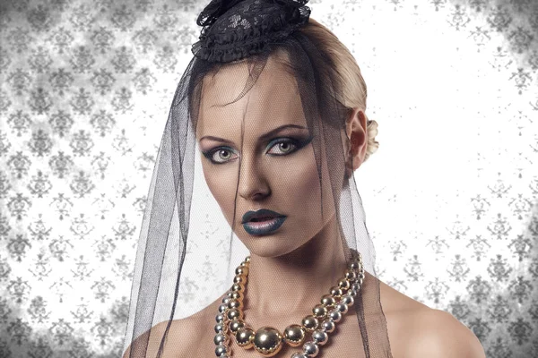 Detailní portrét goth dívku Halloweenu — Stock fotografie