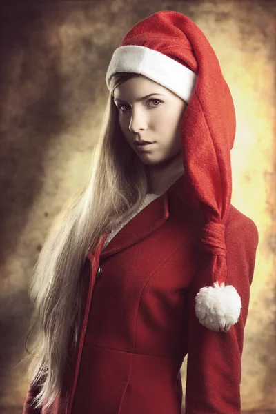 ブロンドの女の子のファッションのクリスマスの肖像画 — ストック写真