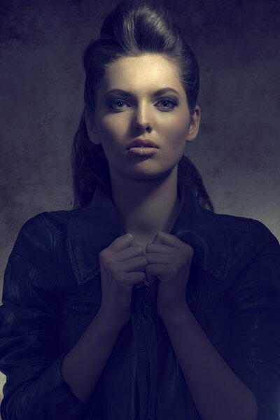 dark portrait of casual girl