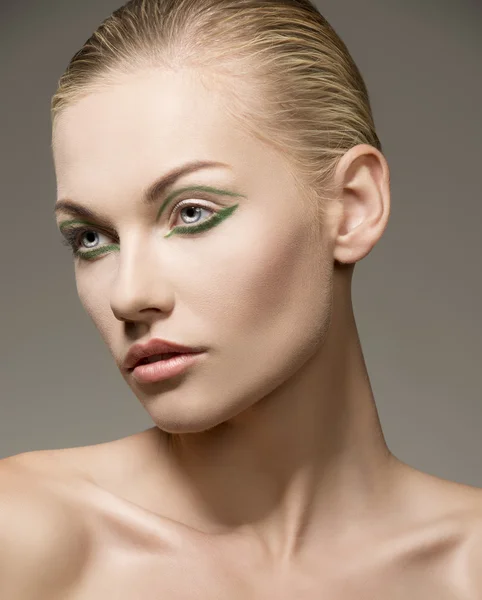 Doskonały visage kobiece z make-up — Zdjęcie stockowe