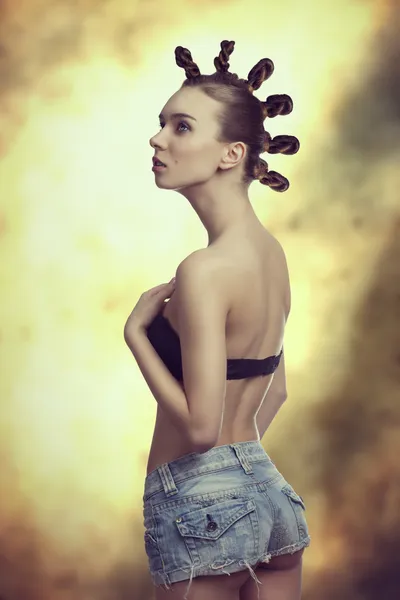 Hot girl with hair-style — Stock Photo, Image