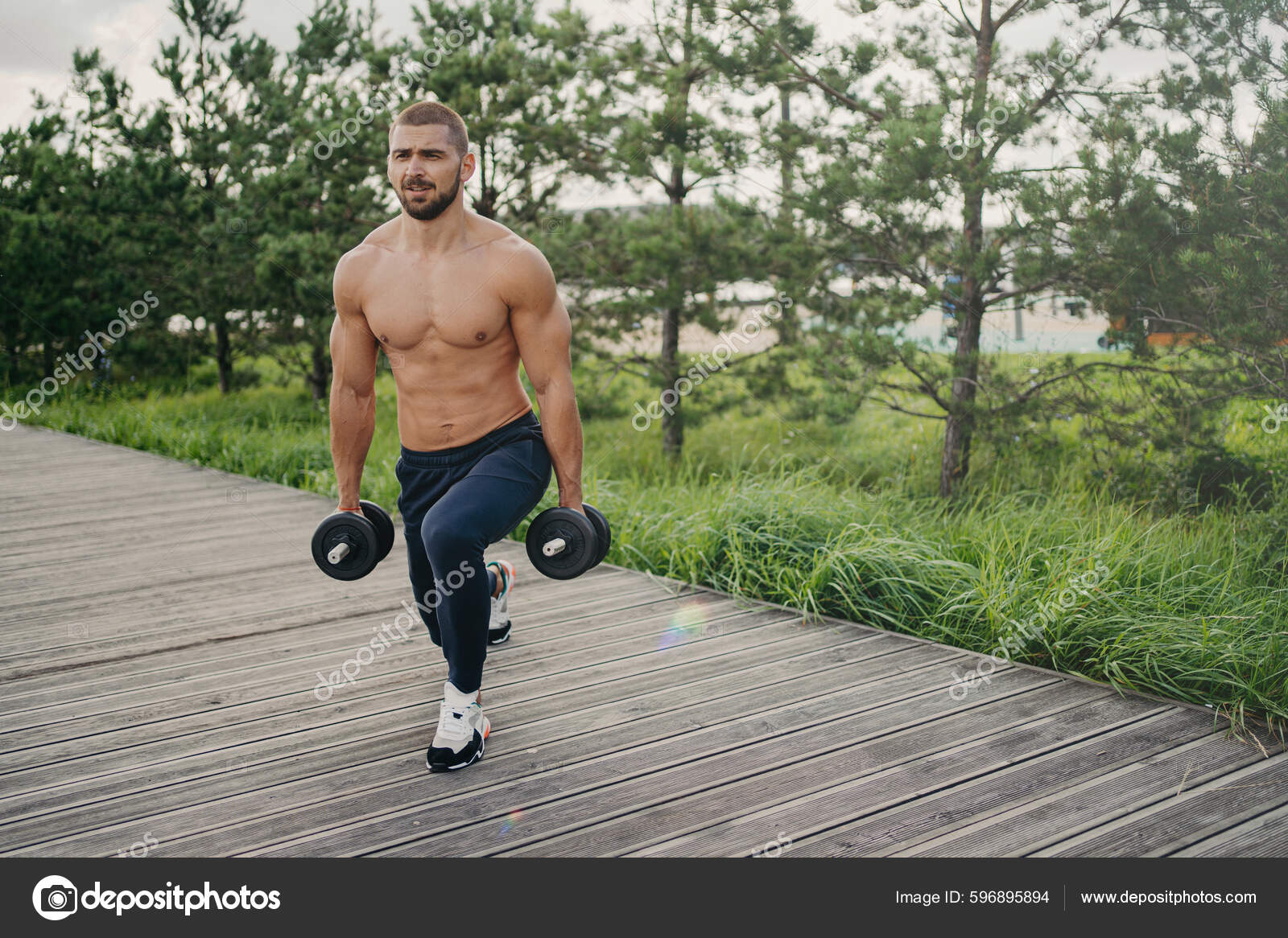 Motivated Bearded Man Naked Torso Makes Squat Heavy Barbells Does Stock  Photo by ©vk_studio 596895894