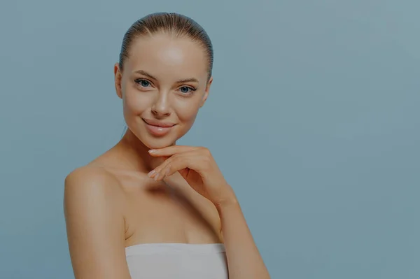 Web Banner Skincare Dermatology Clinic Female Beauty Portrait Young Sensual — Zdjęcie stockowe