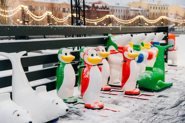 Special Figures Made Shape Animals Stand Ice Rink Used Beginners — Stock Photo, Image