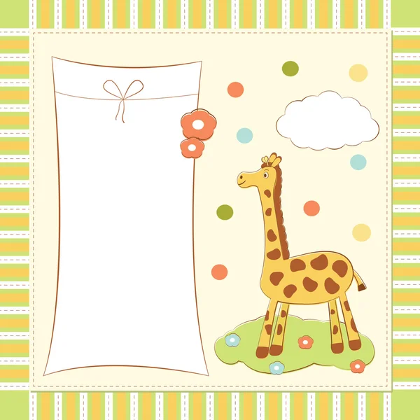 Ευχετήρια κάρτα για το μωρό με καμηλοπάρδαλη — Διανυσματικό Αρχείο