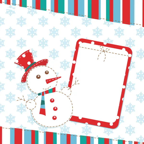 Modèle carte de voeux de Noël avec bonhomme de neige — Image vectorielle