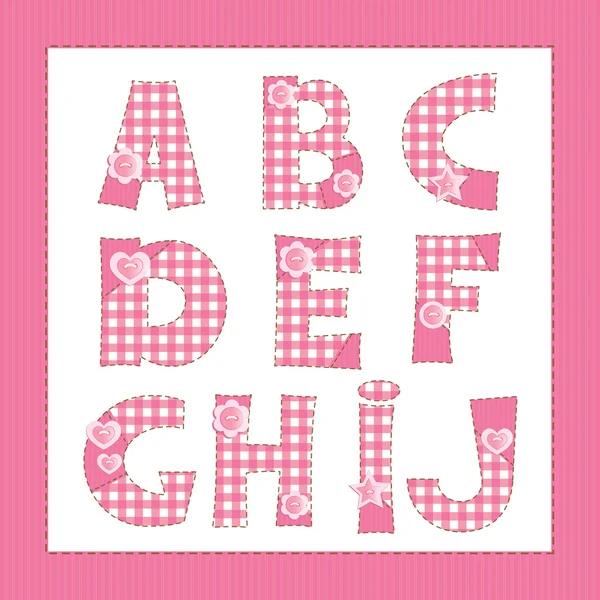 pembe kumaş alfabe. harf a, b, c, d, e, f, g, h, i, j