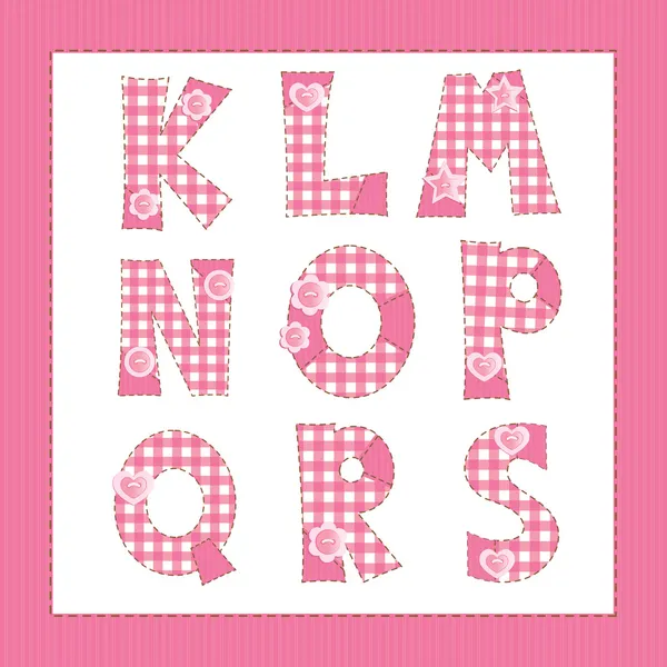 Pink fabric alphabet. Letters K, L, M, N, O, P, Q, R, S — Stock Vector