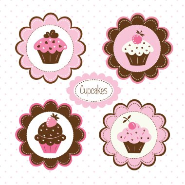 cupcakes etiket kümesi