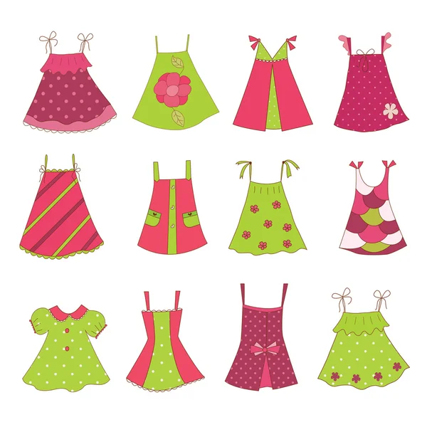 Baby Girl Dress Collection — Stock Vector