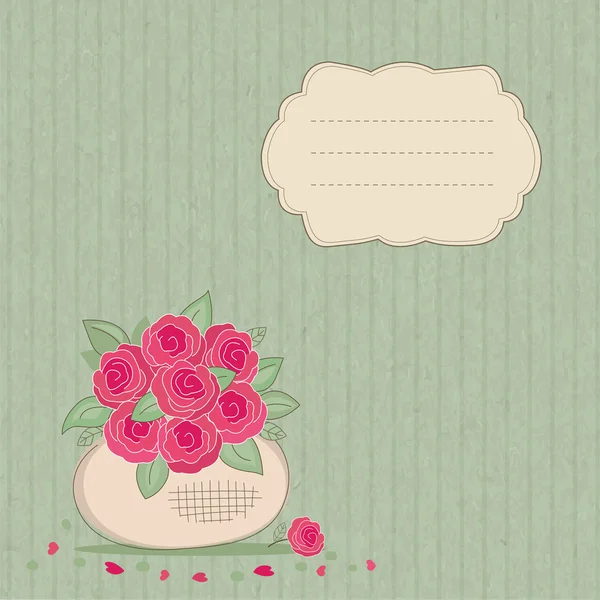 Fundo vintage com cesta de flores — Vetor de Stock