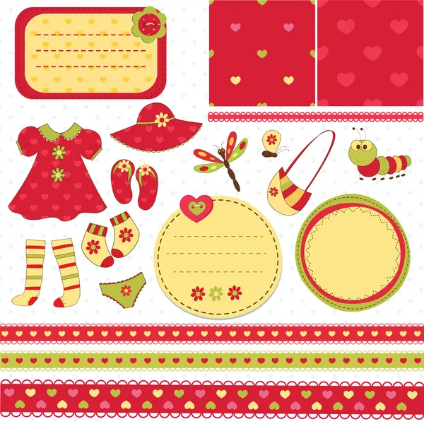 Conjunto de elementos para scrapbook bebé — Vector de stock