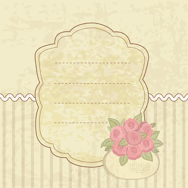 Vintage achtergrond met mand van bloemen — Stockvector