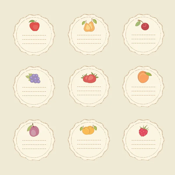 Set di adesivi frutta — Vettoriale Stock