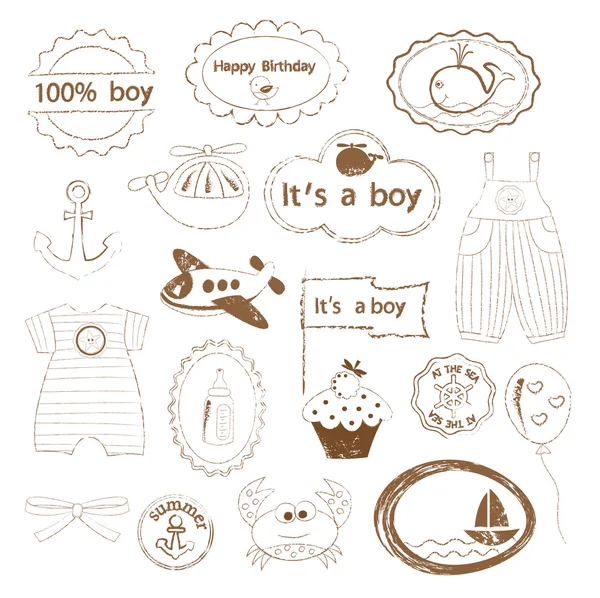 Timbres pour bébé garçon — Image vectorielle