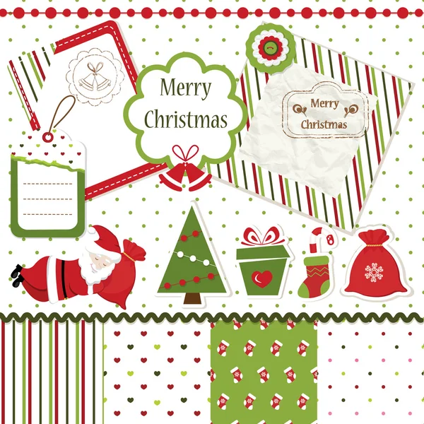 Natal Scrapbook conjunto — Vetor de Stock