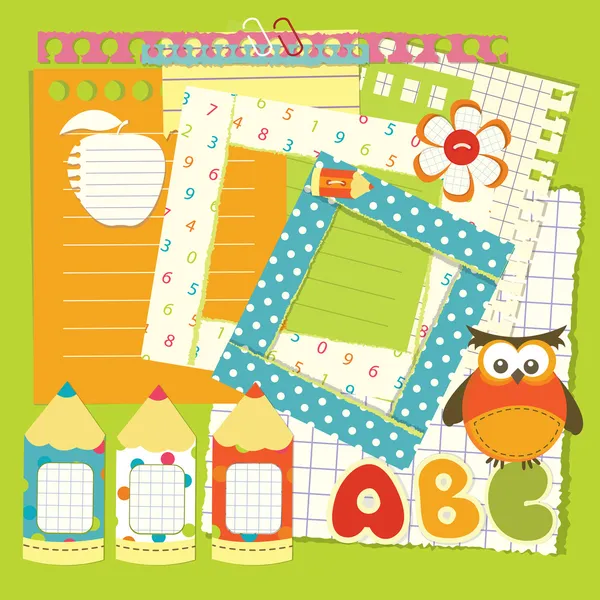 School scrapbook set — Stockvector