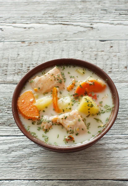 Fish soup with salmon — Stock Photo, Image