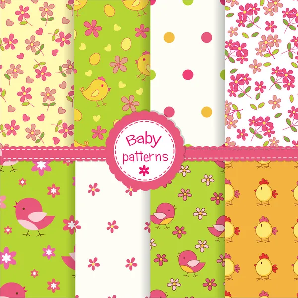 Set of baby seamless patterns — Stock Vector