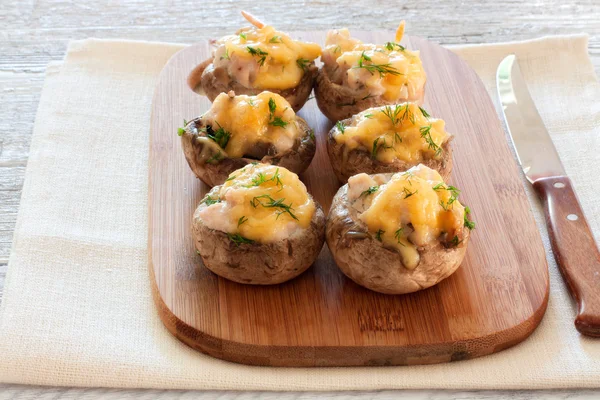 Mushrooms stuffed with mince and cheese — Stock Photo, Image