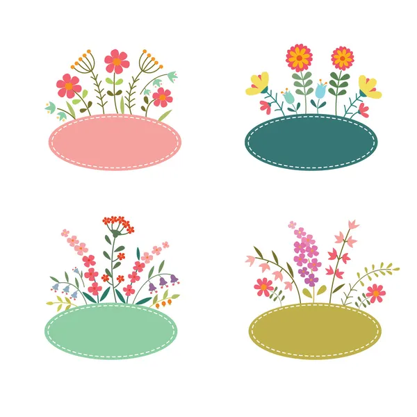 Set of romantic flower labels — Stock Vector