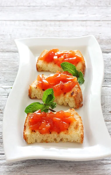 Toasts with fruit jam — Stock Photo, Image
