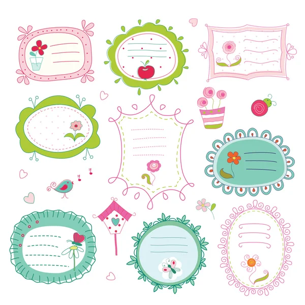 Conjunto de quadros doodle — Vetor de Stock