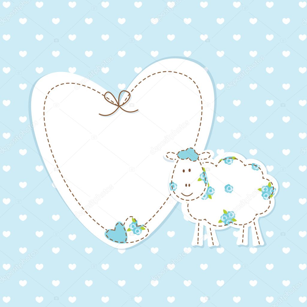 Baby blue background with sheep