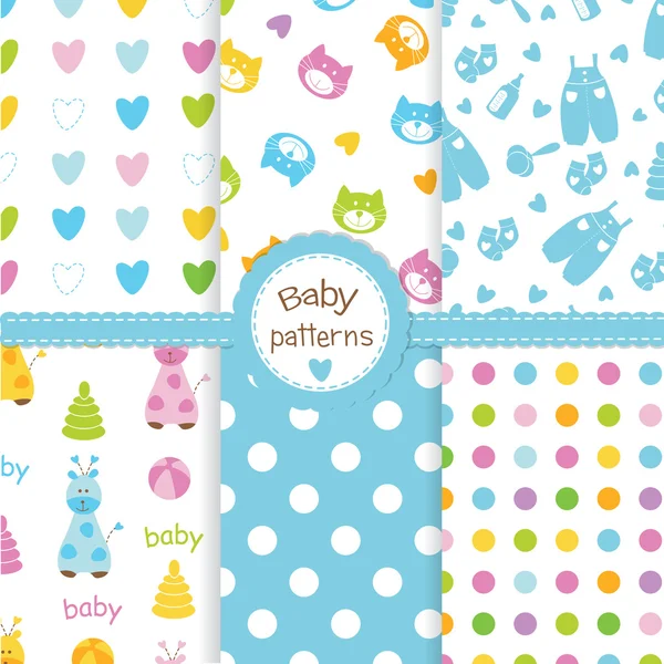 Set of baby seamless  patterns — Stock Vector