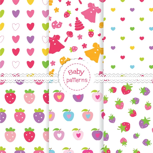 Set of baby seamless  patterns — Stock Vector