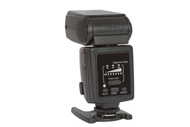 Dijital otomatik flaş, izole kırpma ile beyaz zemin üzerine