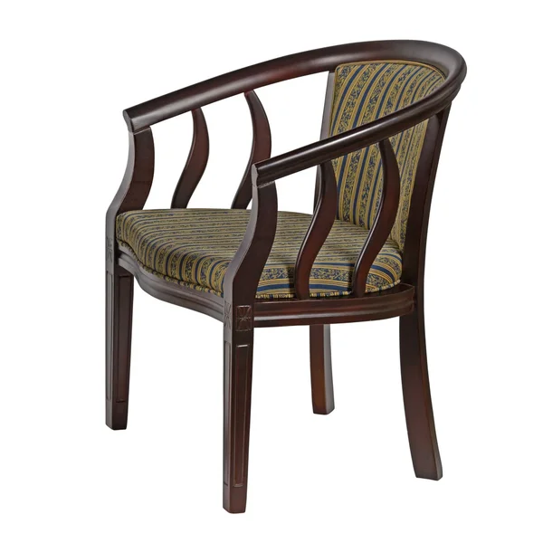 Dřevěná židle, izolovaných na bílém pozadí, s ořezovou cestou — Stock fotografie