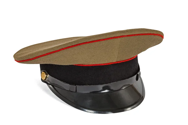 Peaked cap the soldier army, isolated on white background, with — Stock Photo, Image