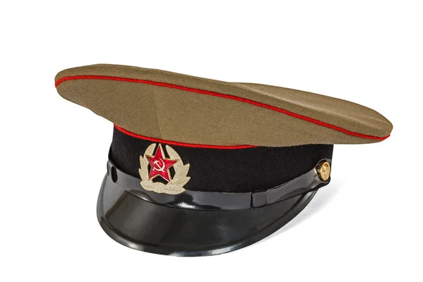 Peaked cap the soldier army  USSR, isolated on white background, — Stock Photo, Image