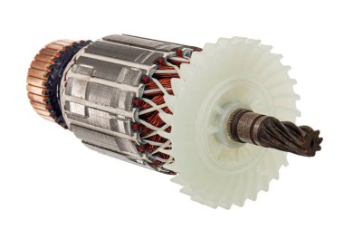 Beyaz arkaplanda izole edilmiş, çapa veya elektrikli motor yakın plan pervane