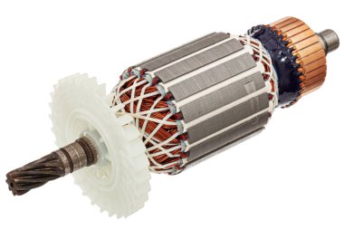 Beyaz arkaplanda izole edilmiş, çapa veya elektrikli motor yakın plan pervane