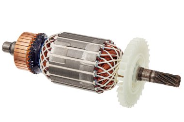 Beyaz arkaplanda izole edilmiş, çapa veya elektrikli motor yakın plan pervane