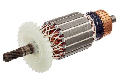 Beyaz arkaplanda izole edilmiş, çapa veya elektrikli motor yakın plan pervane