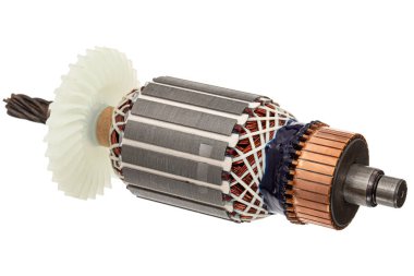 Beyaz arkaplanda izole edilmiş, çapa veya elektrikli motor yakın plan pervane