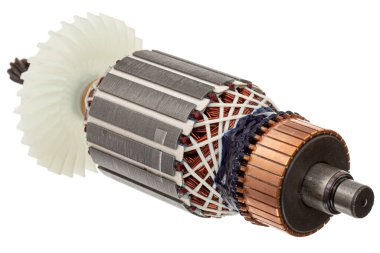 Beyaz arkaplanda izole edilmiş, çapa veya elektrikli motor yakın plan pervane