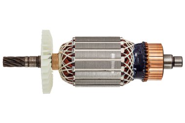 Beyaz arkaplanda izole edilmiş, çapa veya elektrikli motor yakın plan pervane