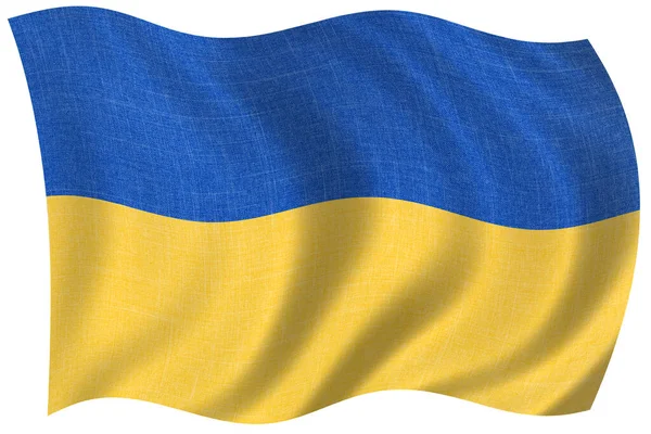 Ukraine Flag State Symbol Ukraine Isolated White Background Render Illustration — стокове фото